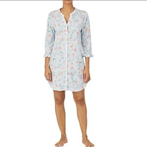 Lauren Ralph Lauren Blue Pink Floral Viscose Cotton Lightweight Nightshirt NWT S